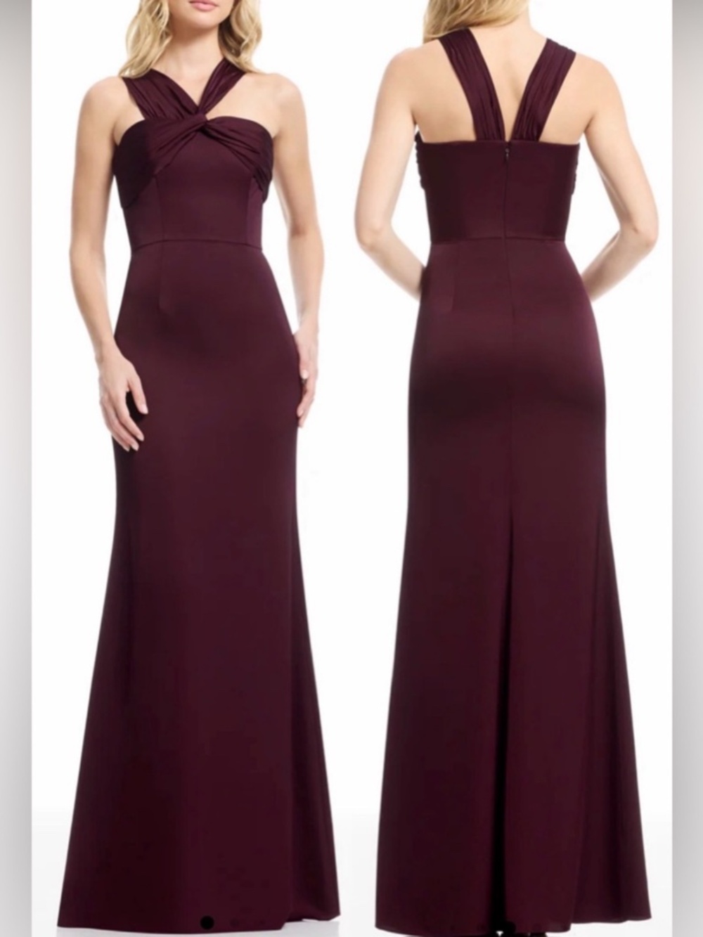 Dress The Population Rosalia Sleeveless Dark Cherry burgundy Satin Gown